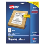 AVERY Shipping Labels w/TrueBlock Tech, Inkjet Printer, 5.5x8.5, White, PK50 08126